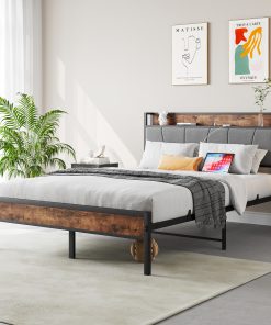 Metal & Wood Full Size Platfrom Bed Frame