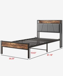 Metal & Wood Twin Size Platfrom Bed Frame