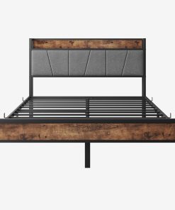 Metal & Wood Full Size Platfrom Bed Frame