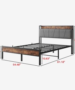 Metal & Wood Full Size Platfrom Bed Frame