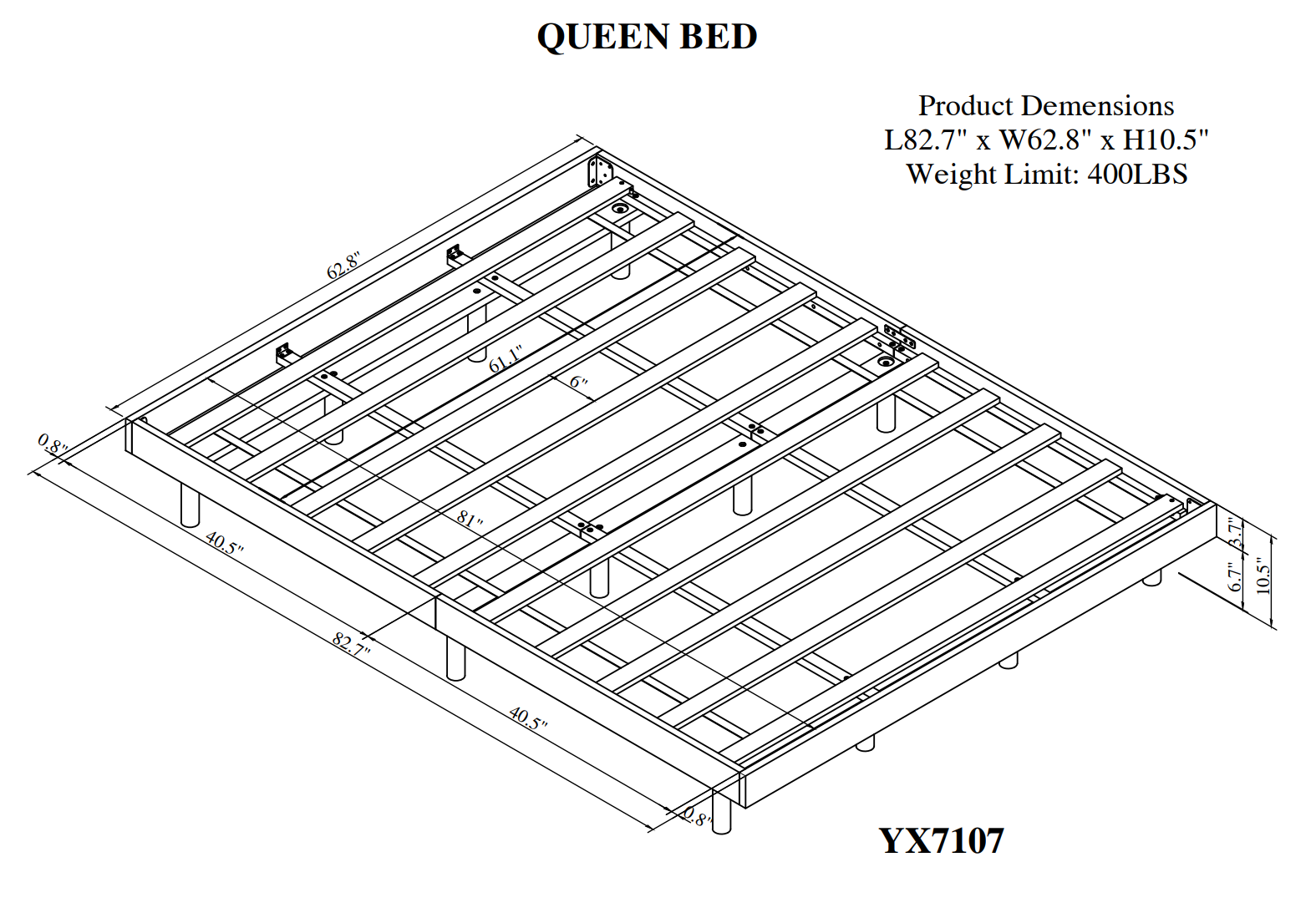 Modern Design Queen Floating Platform Bed Frame