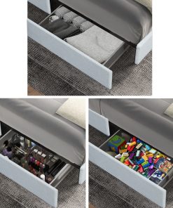 Queen Size Ivory Boucle Upholstered Platform Bed