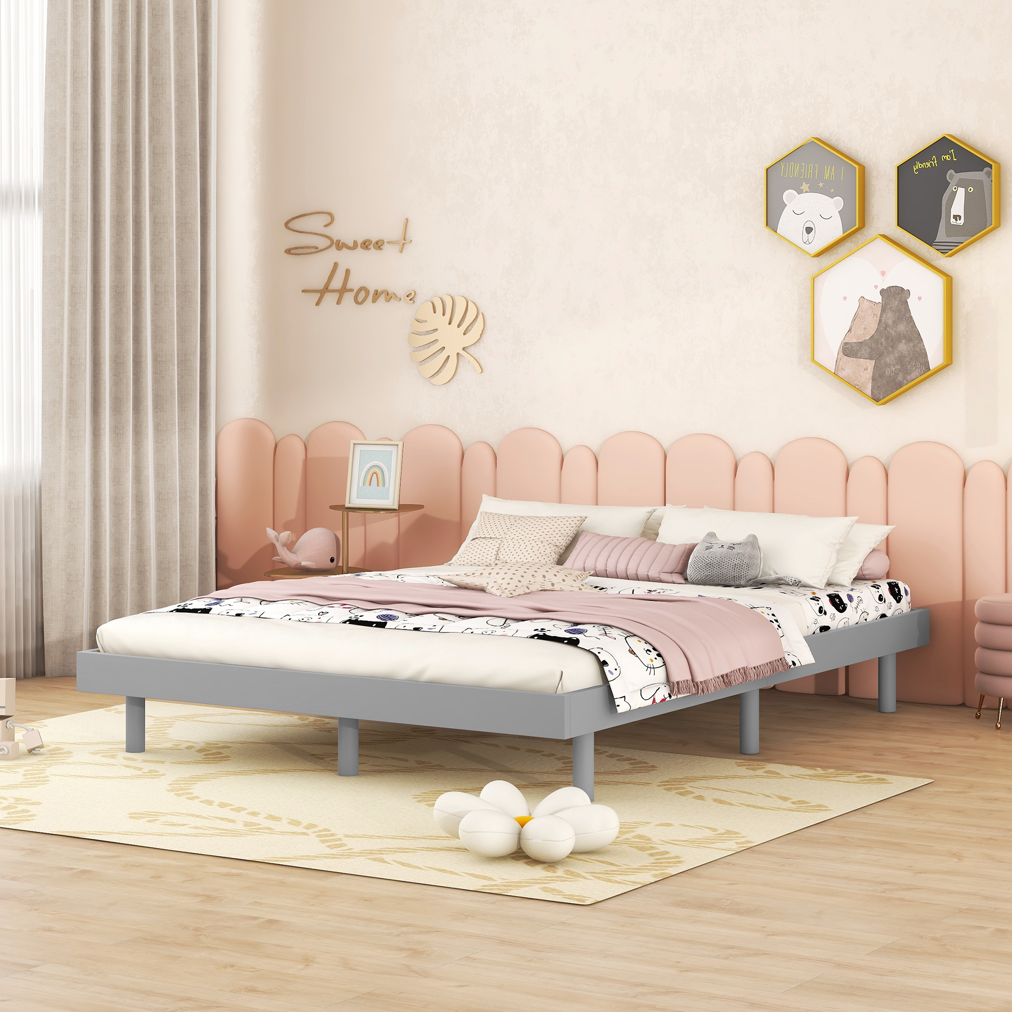 Modern Design Full Floating Platform Bed Frame