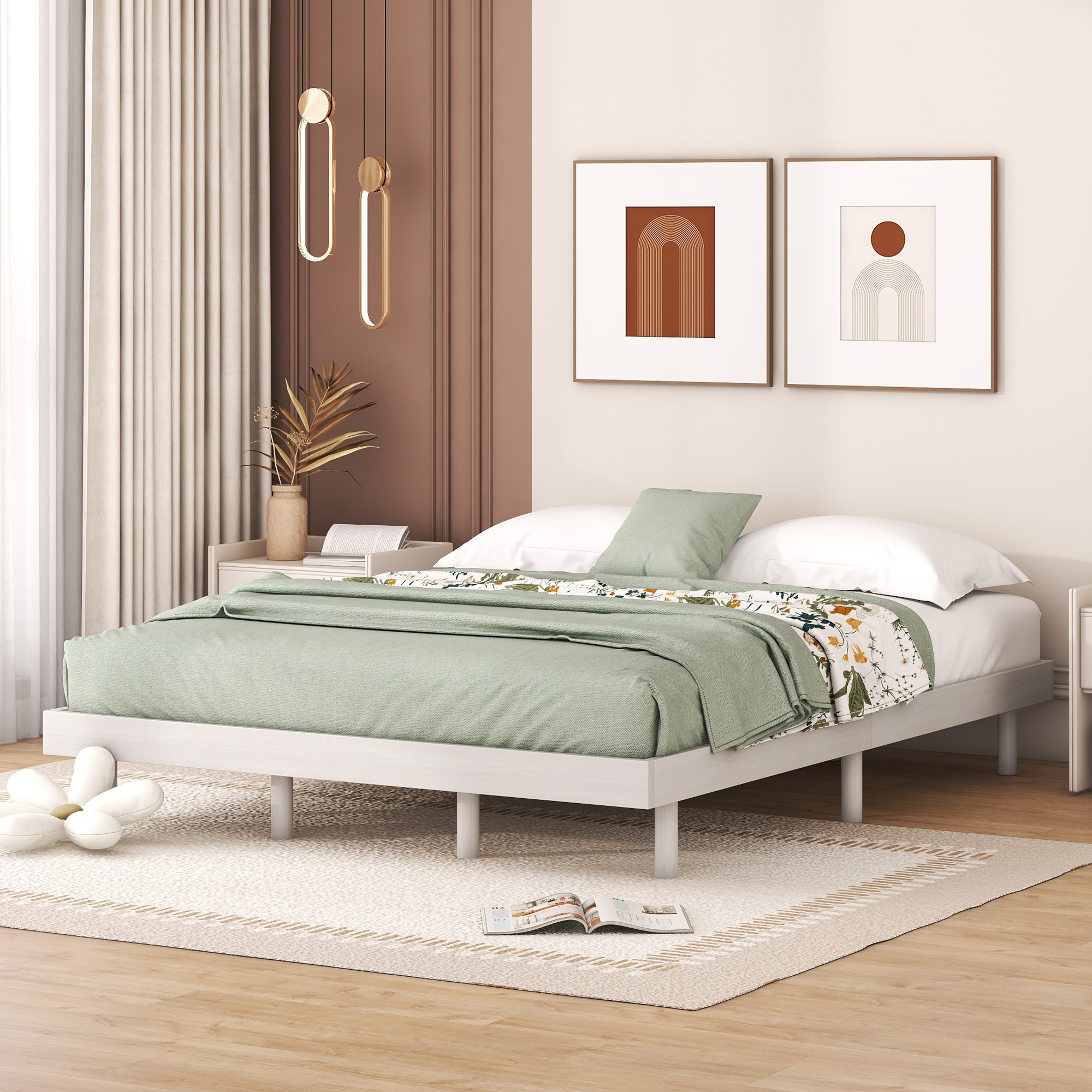 Modern Design Queen Floating Platform Bed Frame