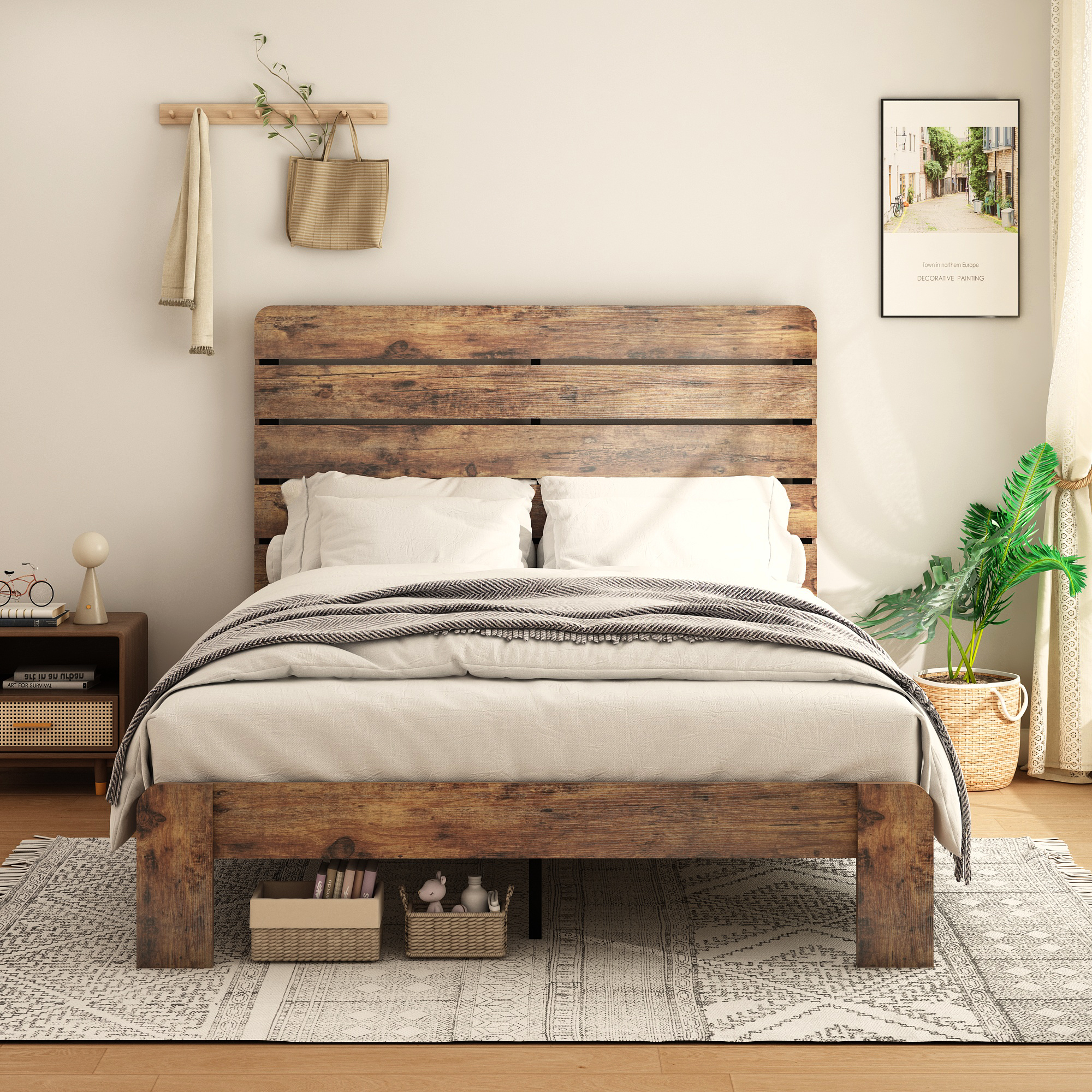 King Size Wood Platform Bed Frame