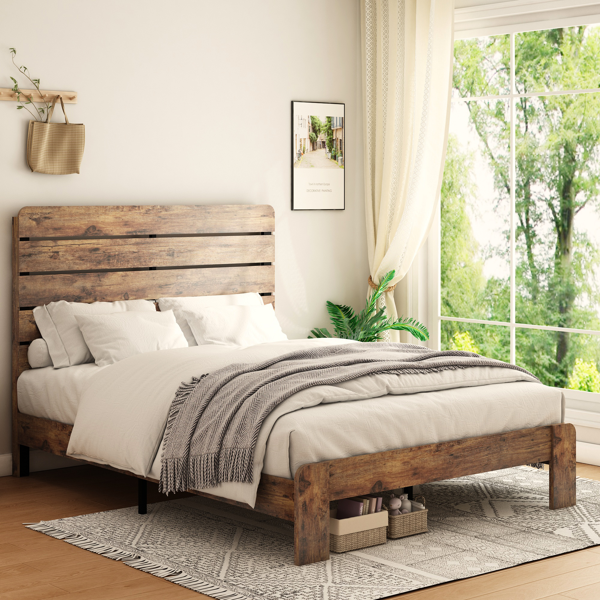 King Size Wood Platform Bed Frame