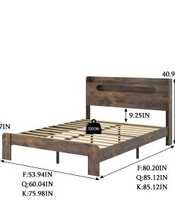 Wood Full Size Platform Bed Frame With Storage