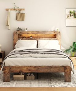 Wood Platform Bed Frame With Storage