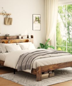 Wood Full Size Platform Bed Frame With Storage