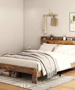 Wood Full Size Platform Bed Frame With Storage