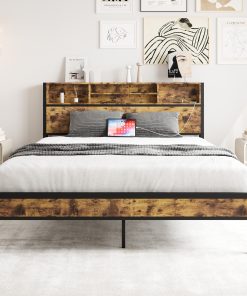 Queen Bed Frame With Storage Headboard