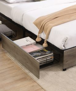 Full Size Platform Bed with Storage Headboard