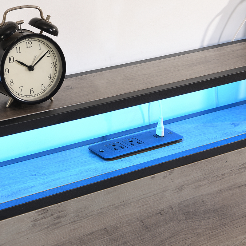 Full Size Platform Bed with Storage Headboard