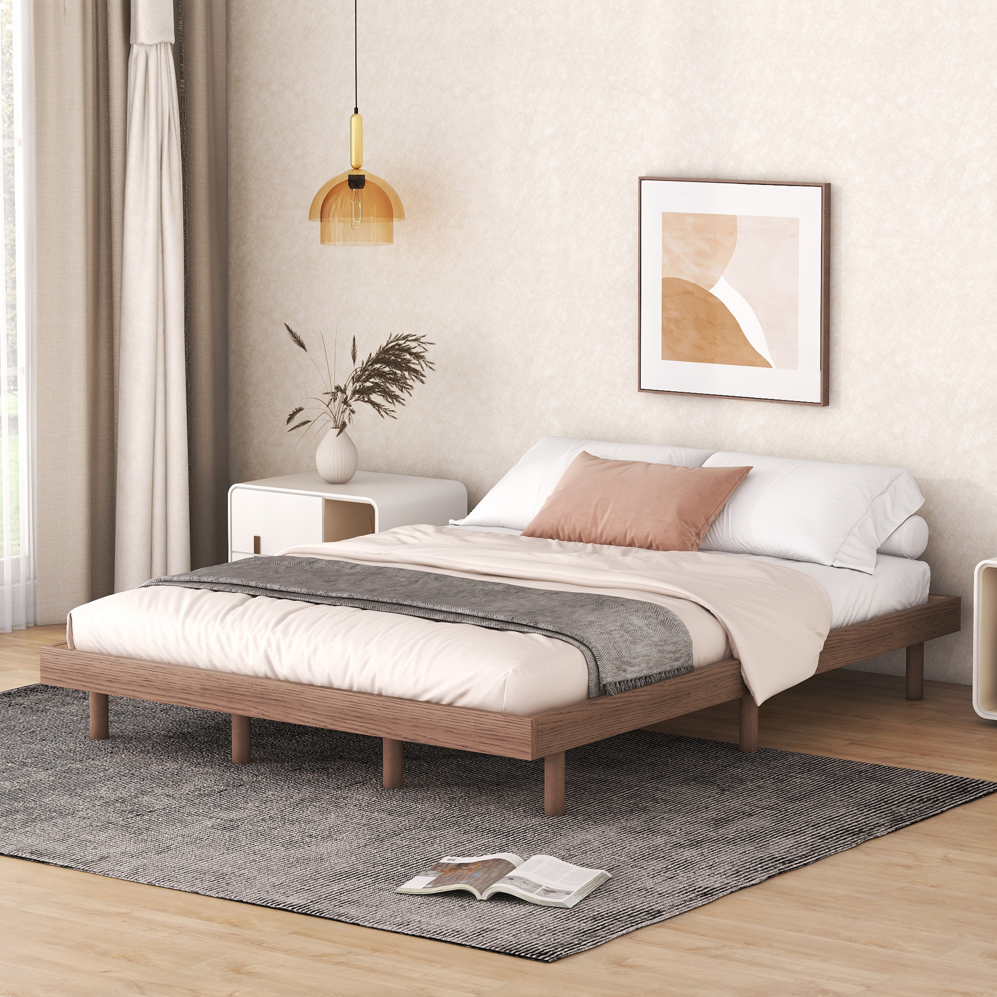 Modern Design Queen Floating Platform Bed Frame