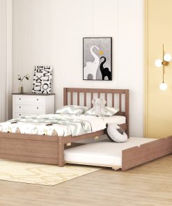 Modern Design Wooden Twin Size Platform Bed Frame with Trundle