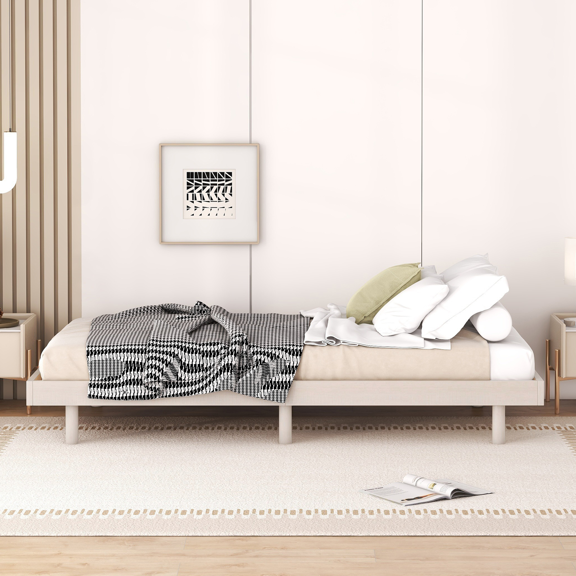 Modern Design Twin Size Floating Platform Bed Frame