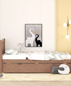 Modern Design Wooden Twin Size Platform Bed Frame with Trundle