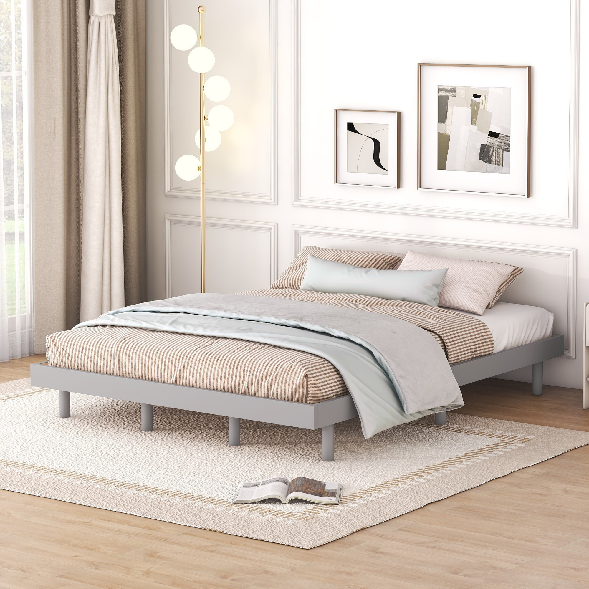 Modern Design Queen Floating Platform Bed Frame
