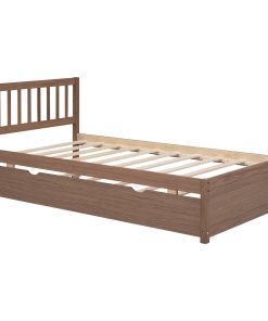 Modern Design Wooden Twin Size Platform Bed Frame with Trundle