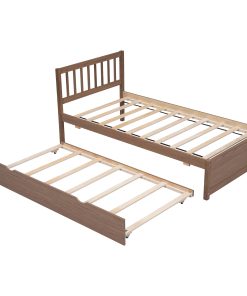 Modern Design Wooden Twin Size Platform Bed Frame with Trundle