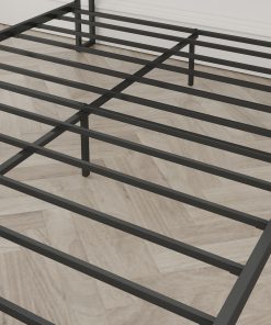 Full Size Bed Frame with Charging Station, Upholstered Headboard