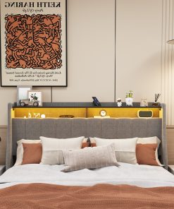 Full Size Bed Frame With LED, 4 Drawers