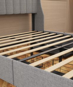 Full Size Bed Frame With LED, 4 Drawers