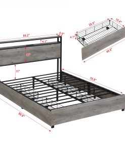 Queen Bed Frame with Storage Headboard