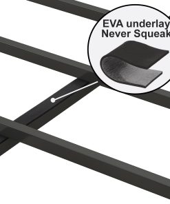 Full Size Bed Frame with Charging Station, Upholstered Headboard