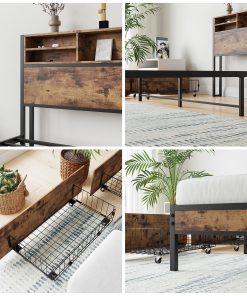 Solid Queen Size Platform Bed with 4 Drawers