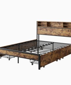 Solid Queen Size Platform Bed with 4 Drawers