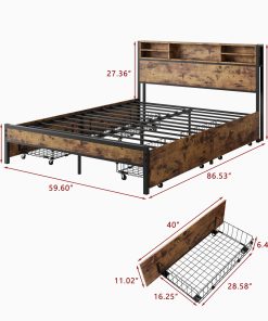 Solid Queen Size Platform Bed with 4 Drawers