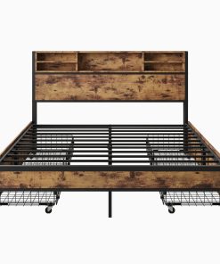 Solid Queen Size Platform Bed with 4 Drawers