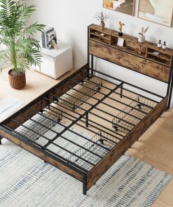 Solid Queen Size Platform Bed with 4 Drawers