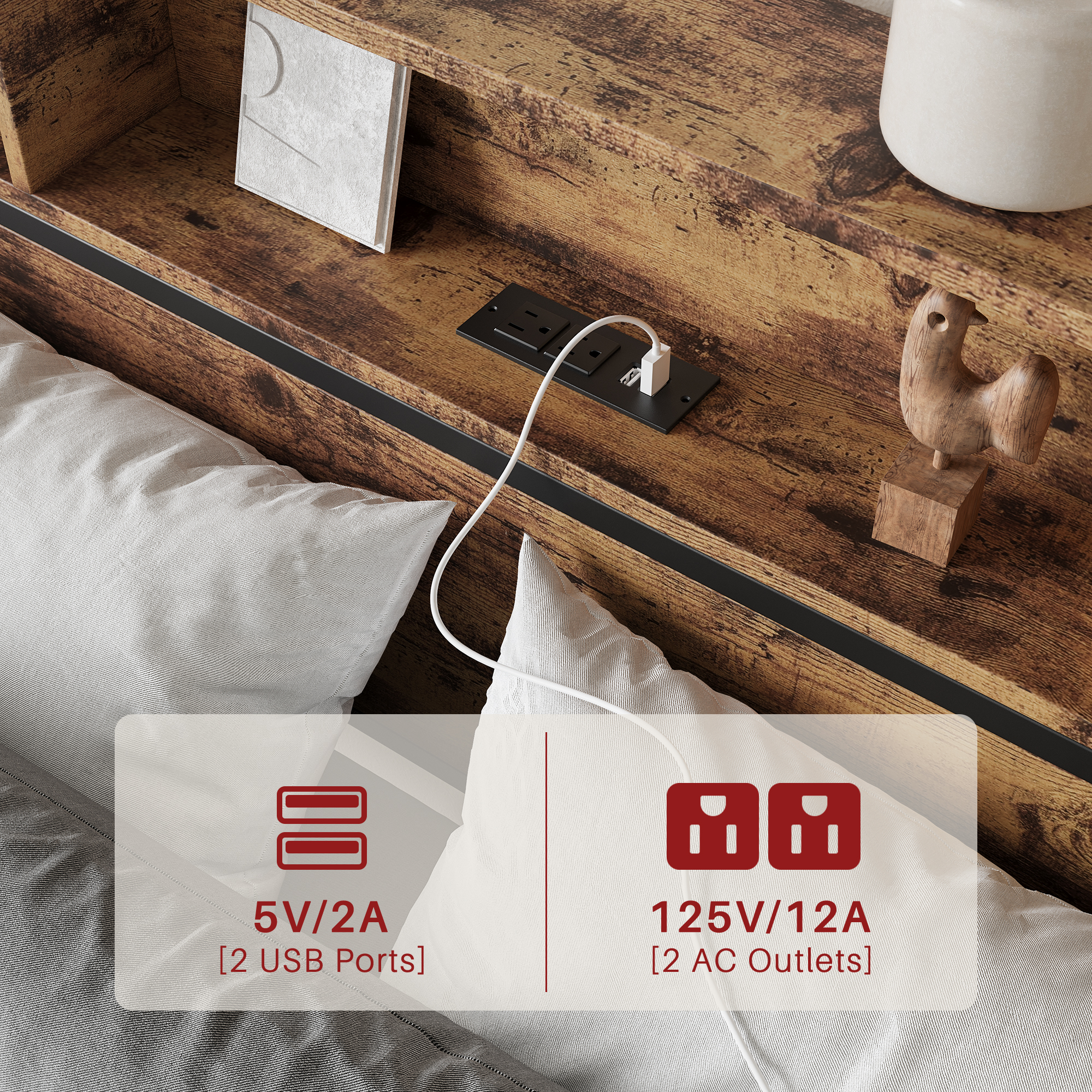 Solid Queen Size Platform Bed with 4 Drawers