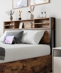 Solid Queen Size Platform Bed with 4 Drawers