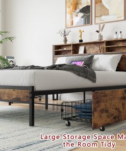 Solid Queen Size Platform Bed with 4 Drawers