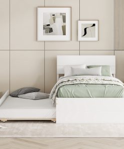 Modern Twin Bed Frame With Twin Trundle