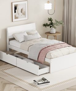 Modern Twin Bed Frame With 2 Drawers