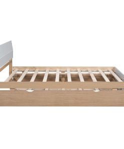 Modern Full Bed Frame With Twin Size Trundle And 2 Drawers