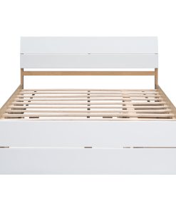 Modern Full Bed Frame With Twin Size Trundle And 2 Drawers