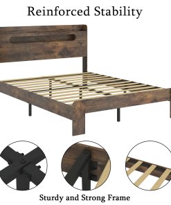 Wood Full Size Platform Bed Frame With Storage