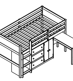 Twin Size Low Loft Bed With Pull-Out Desk, Drawers, Cabinet, and Shelves