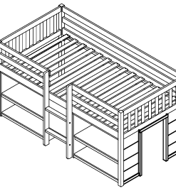 Twin Size Kid Low Loft Bed With Two-tier Shelves and LED Light