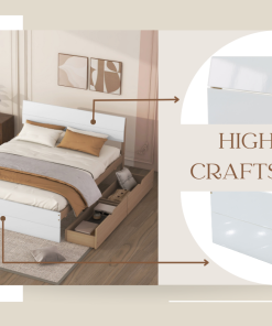 Modern Full Bed Frame With Twin Size Trundle And 2 Drawers