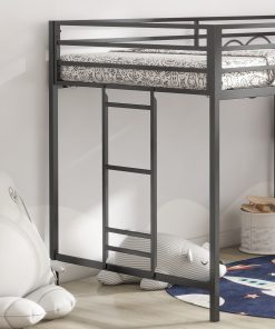 Twin Loft Bed With Cinnamon Wood Shelf