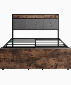 Solid Full Size Platform Bed with 2 Drawers