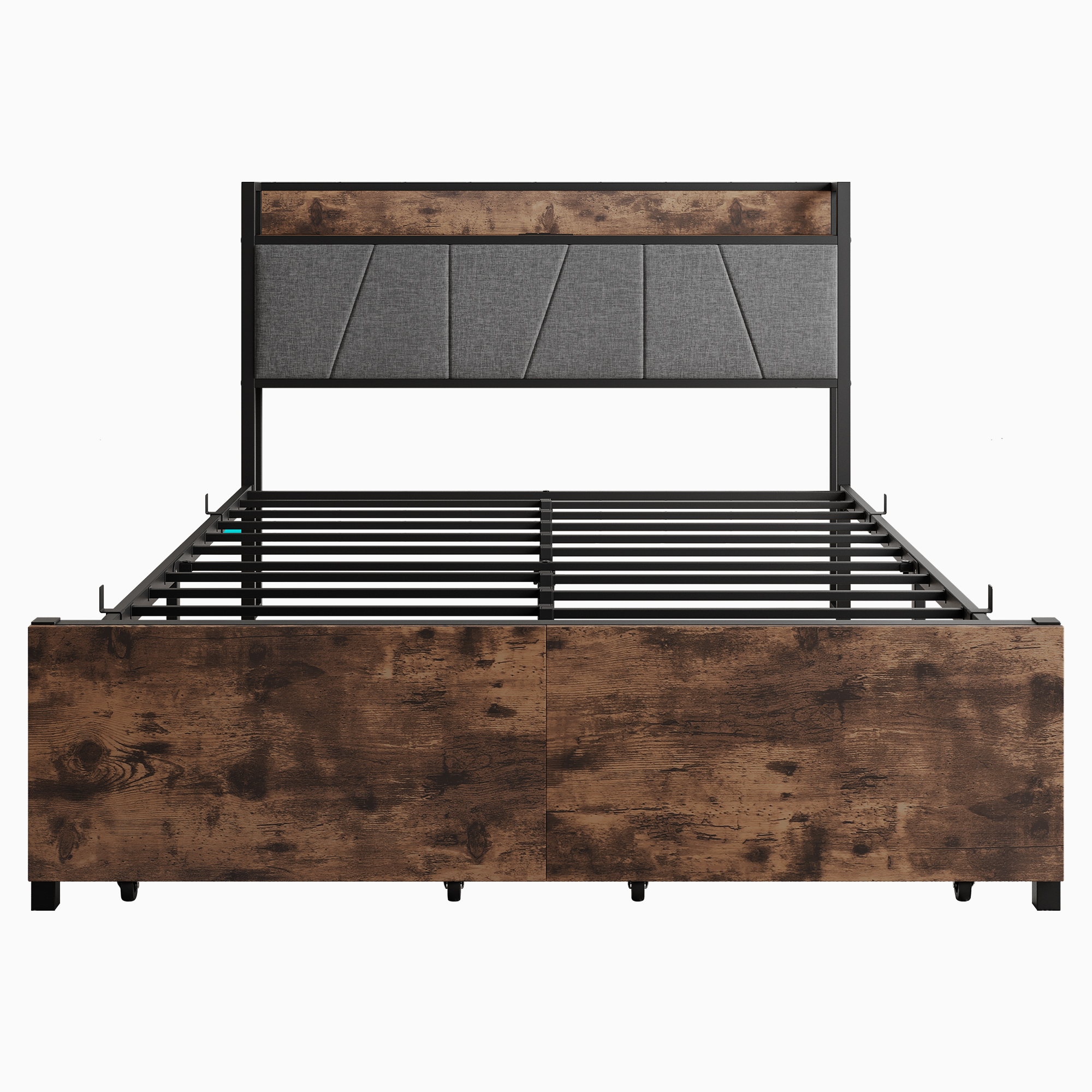 Solid Full Size Platform Bed with 2 Drawers