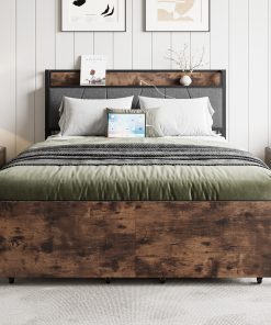 Solid Full Size Platform Bed with 2 Drawers