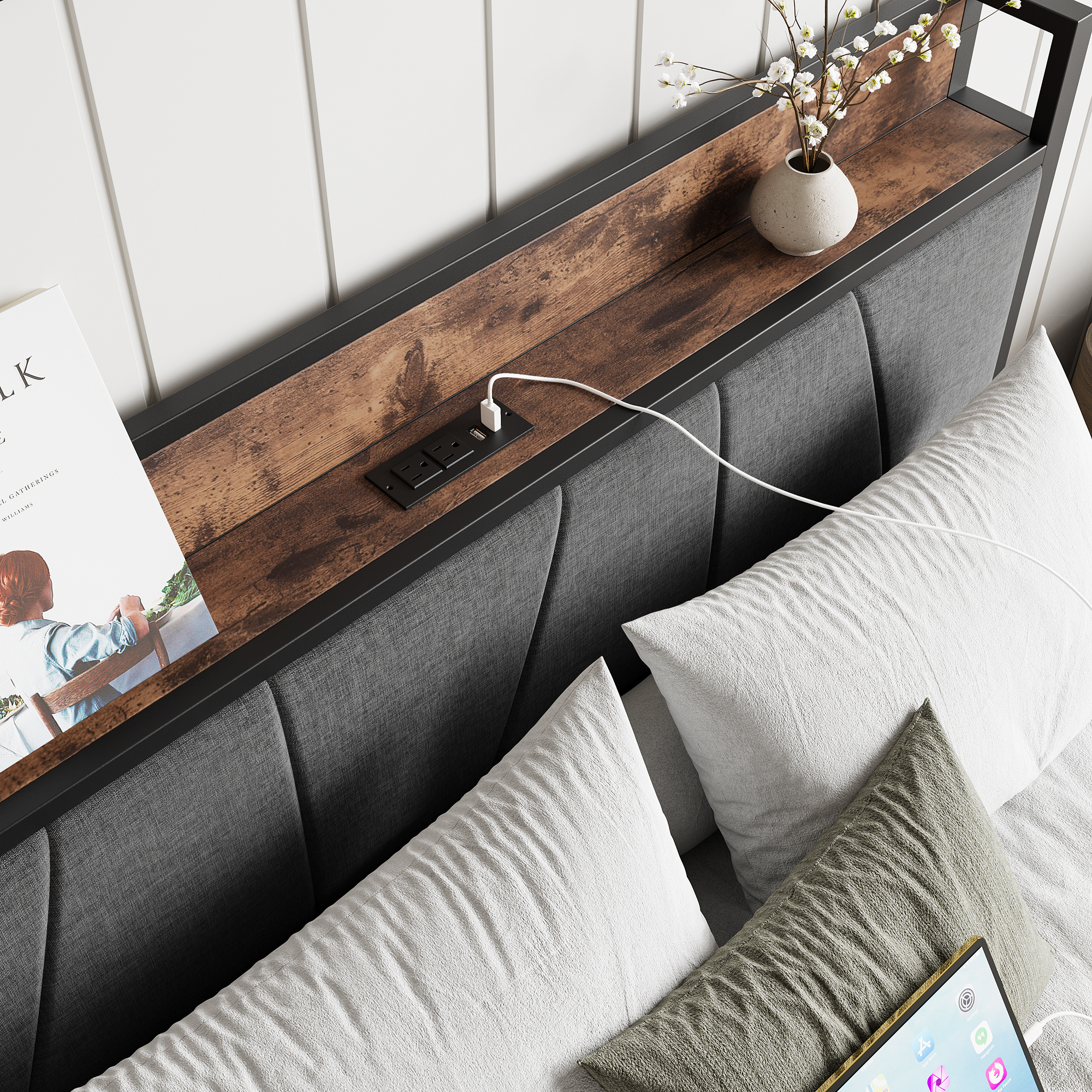 Solid Full Size Platform Bed with 2 Drawers